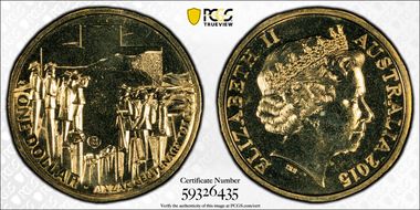 2015-B $1 Anzac Centenary Counterstamp MS67
