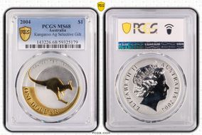 2004 $1 Kangaroo KM-723a Select Gilt Ag MS68