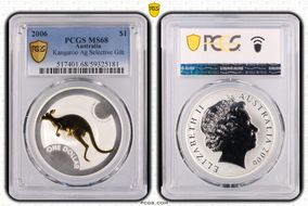 2006 $1 Kangaroo Ag Selective Gilt MS68