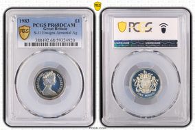 1983 £1 S-J1 Ensigns Armorial Ag PR68DCAM