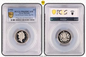 1993 £1 S-J8 Royal Arms Ag Pft PR69DCAM