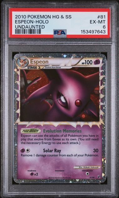 2010 Pokemon POKEMON HEARTGOLD & SOULSILVER UNDAUNTED UNDAUNTED #81 Espeon-Holo front