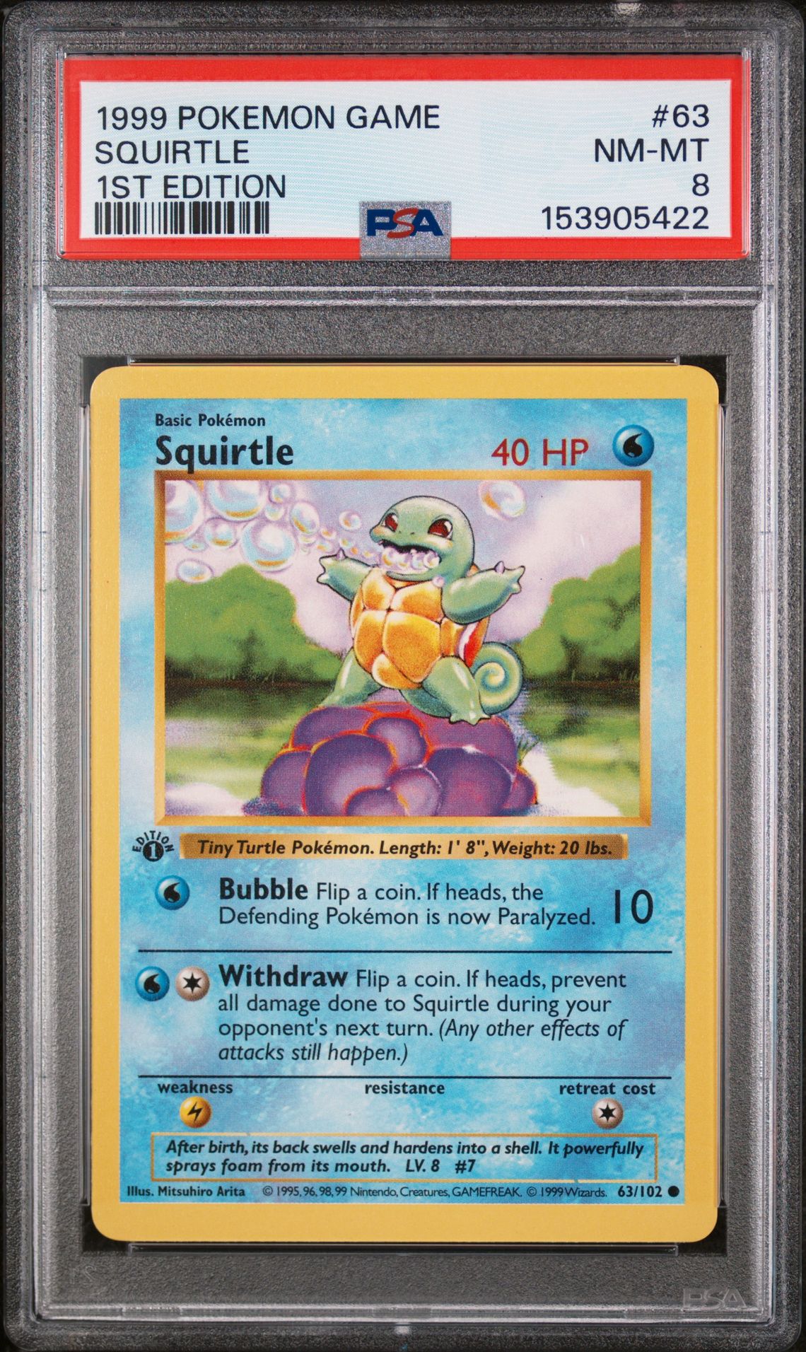 1999 Pokemon POKEMON GAME 1st Edition #63 Squirtle front