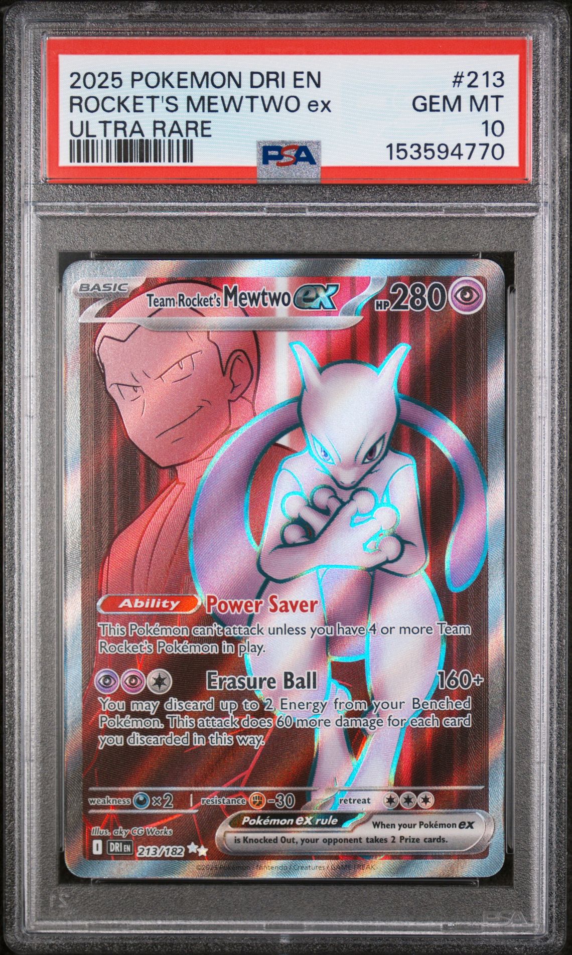 2025 Pokemon POKEMON DRI EN-DESTINED RIVALS ULTRA RARE #213 Rocket's Mewtwo EX front