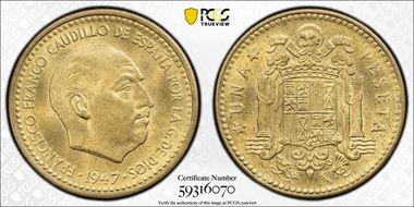 1947 Peseta (1950) MS64