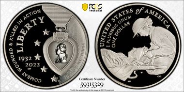 2022-W $1 National Purple Heart Hall of Honor PR69DCAM