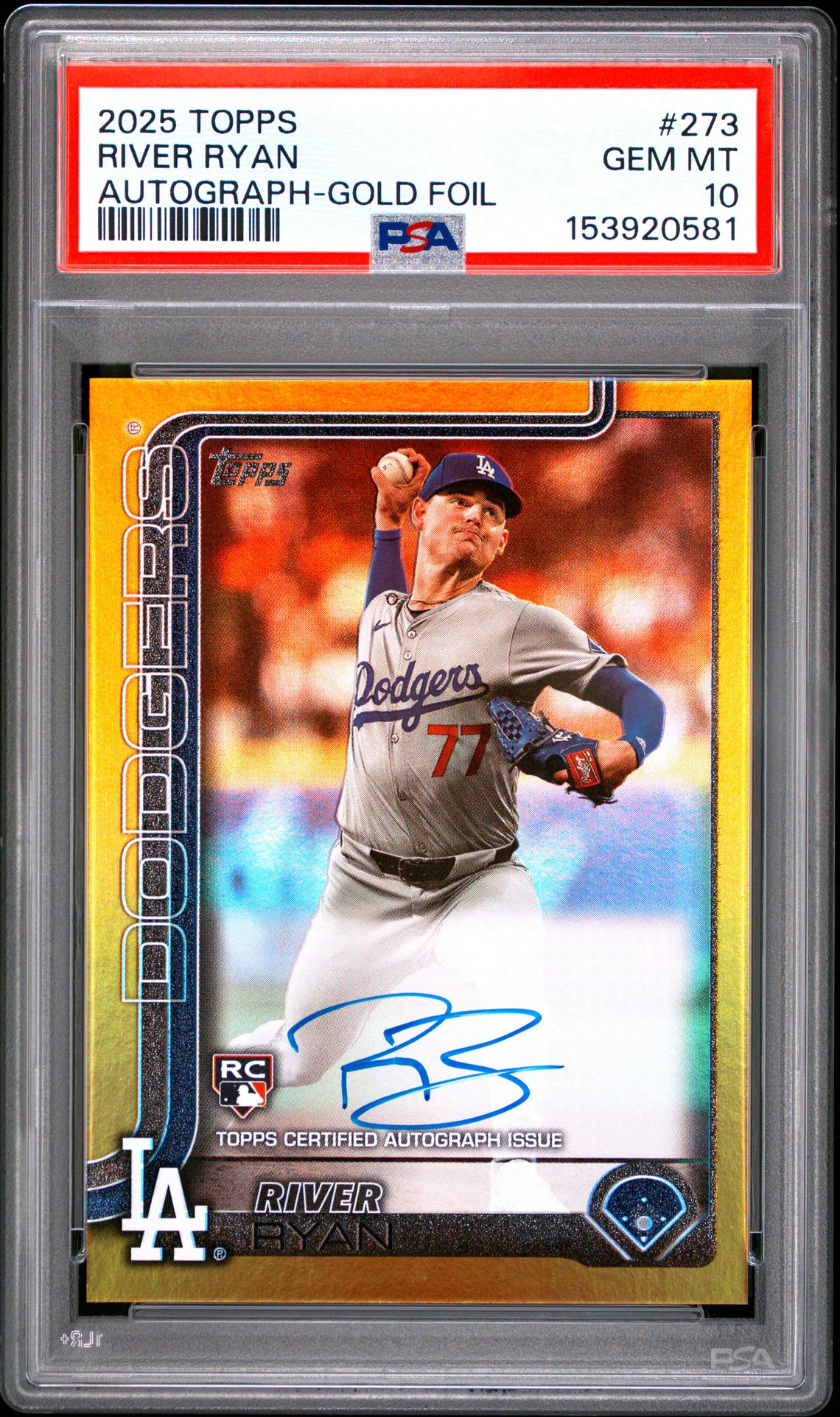2025 Topps TOPPS AUTOGRAPH-GOLD FOIL #273 River Ryan front
