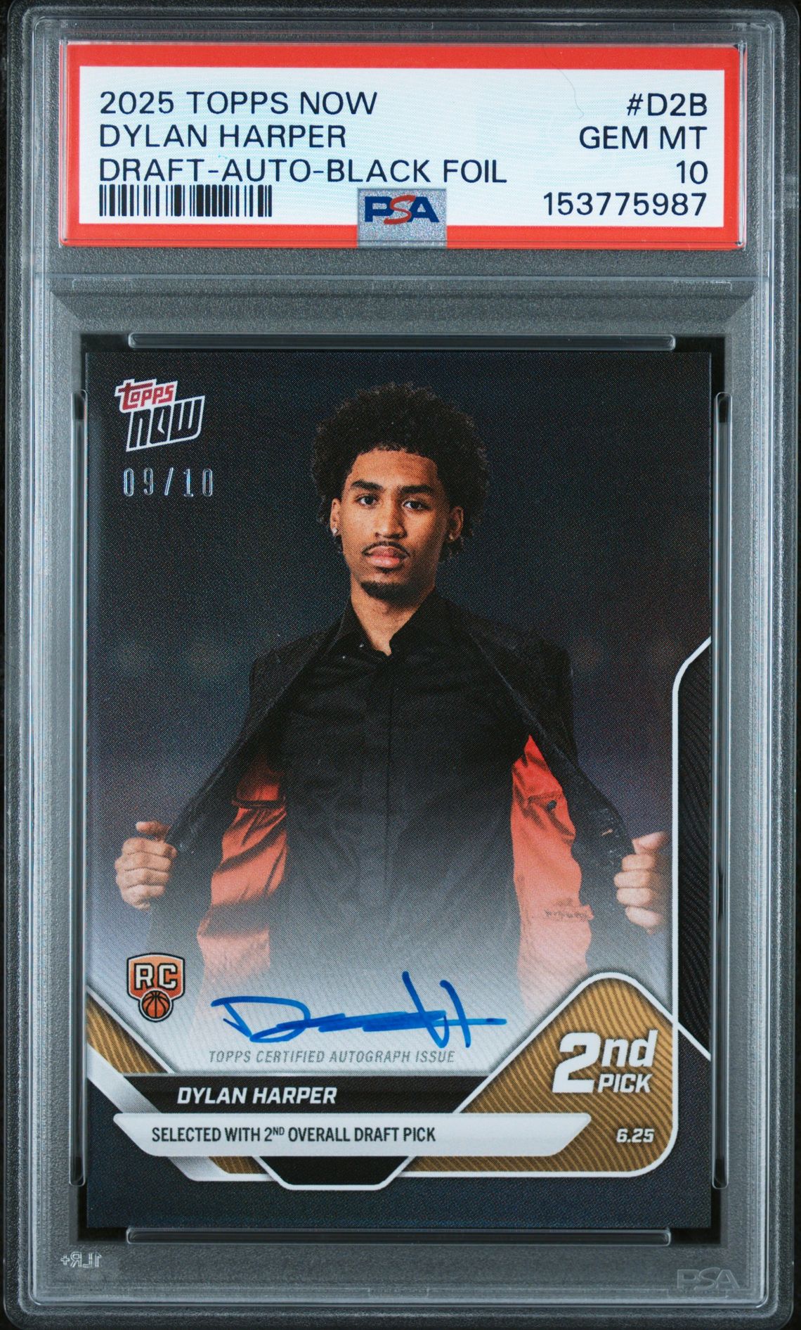 2025 Topps Now TOPPS NOW DRAFT AUTO-BLACK FOIL #D2B Dylan Harper front
