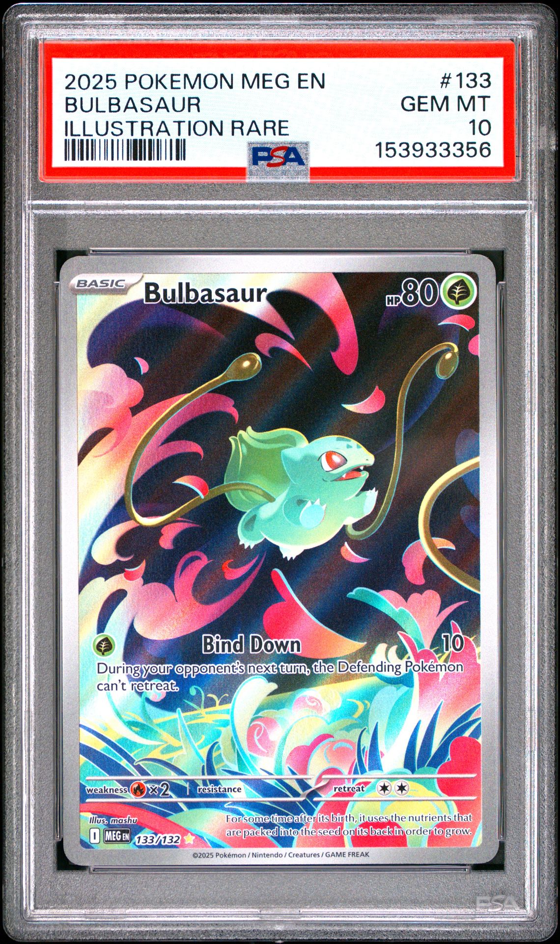 2025 Pokemon Meg En-Mega Evolution Bulbasaur #133 (Illustration Rare) Gem Mt 10 front