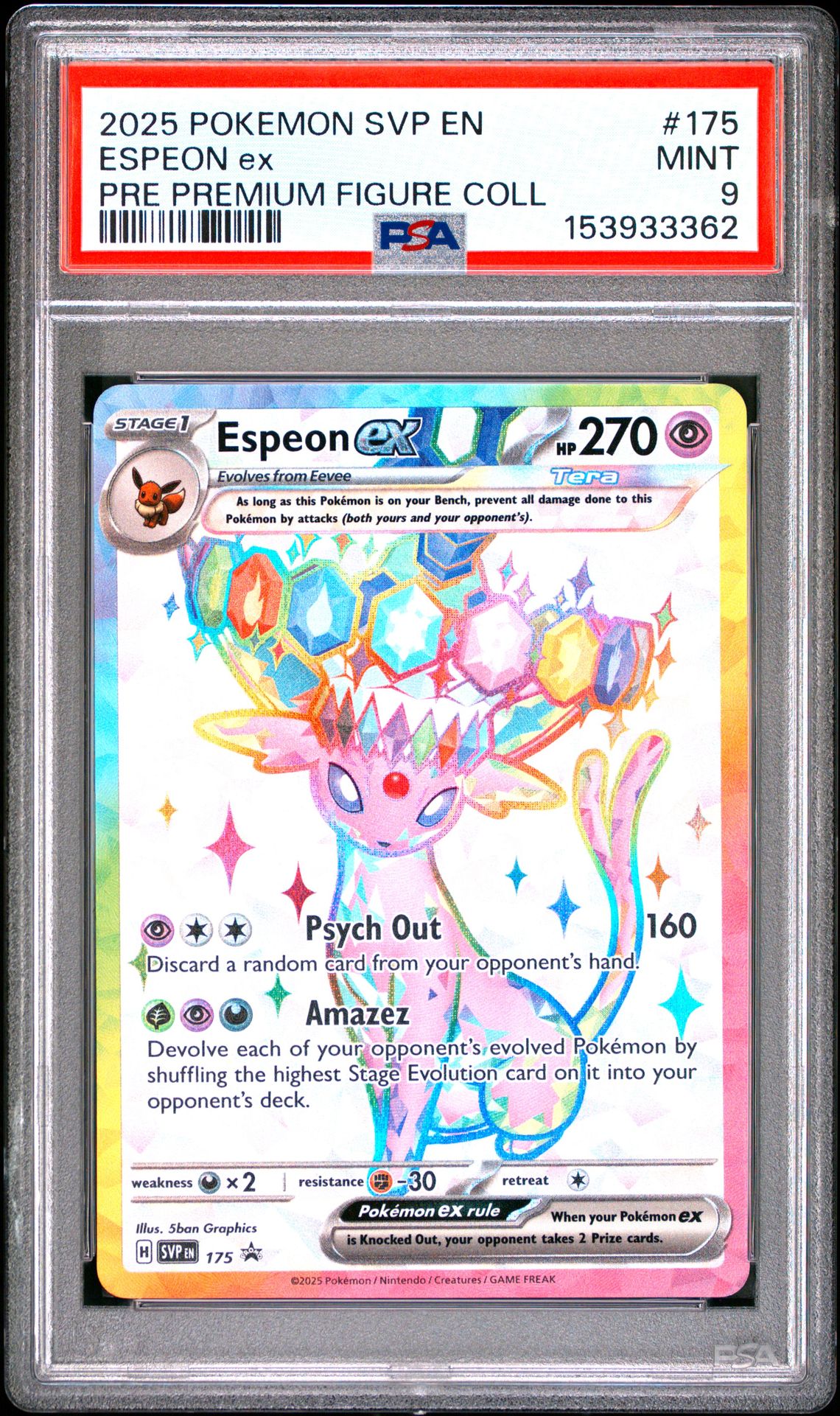 2025 Pokemon Svp En-Sv Black Star Promo Espeon Ex #175 (Pre Premium Figure Coll) Mint 9 front
