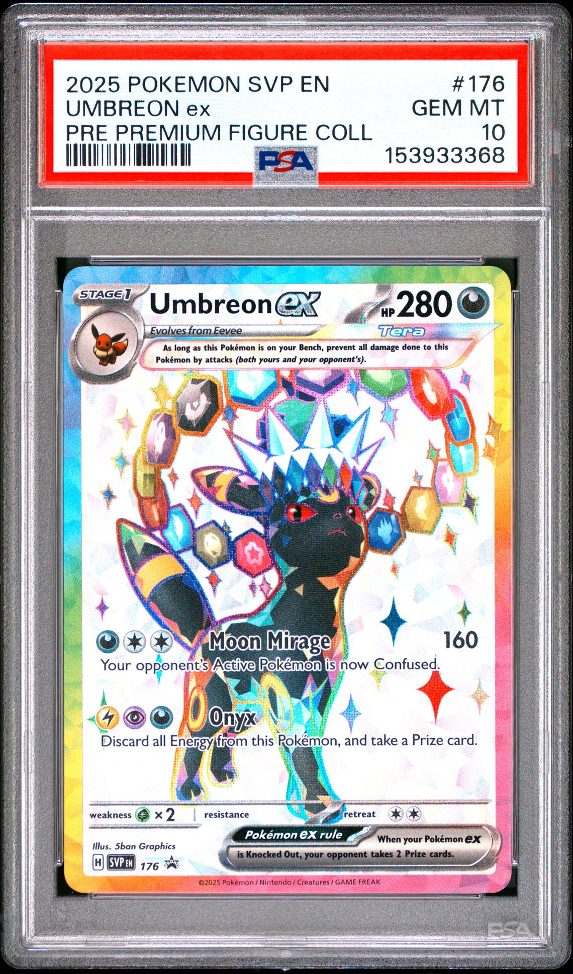 2025 Pokemon Svp En-Sv Black Star Promo Umbreon Ex #176 (Pre Premium Figure Coll) Gem Mt 10 front view - PSA graded GEM MT 10