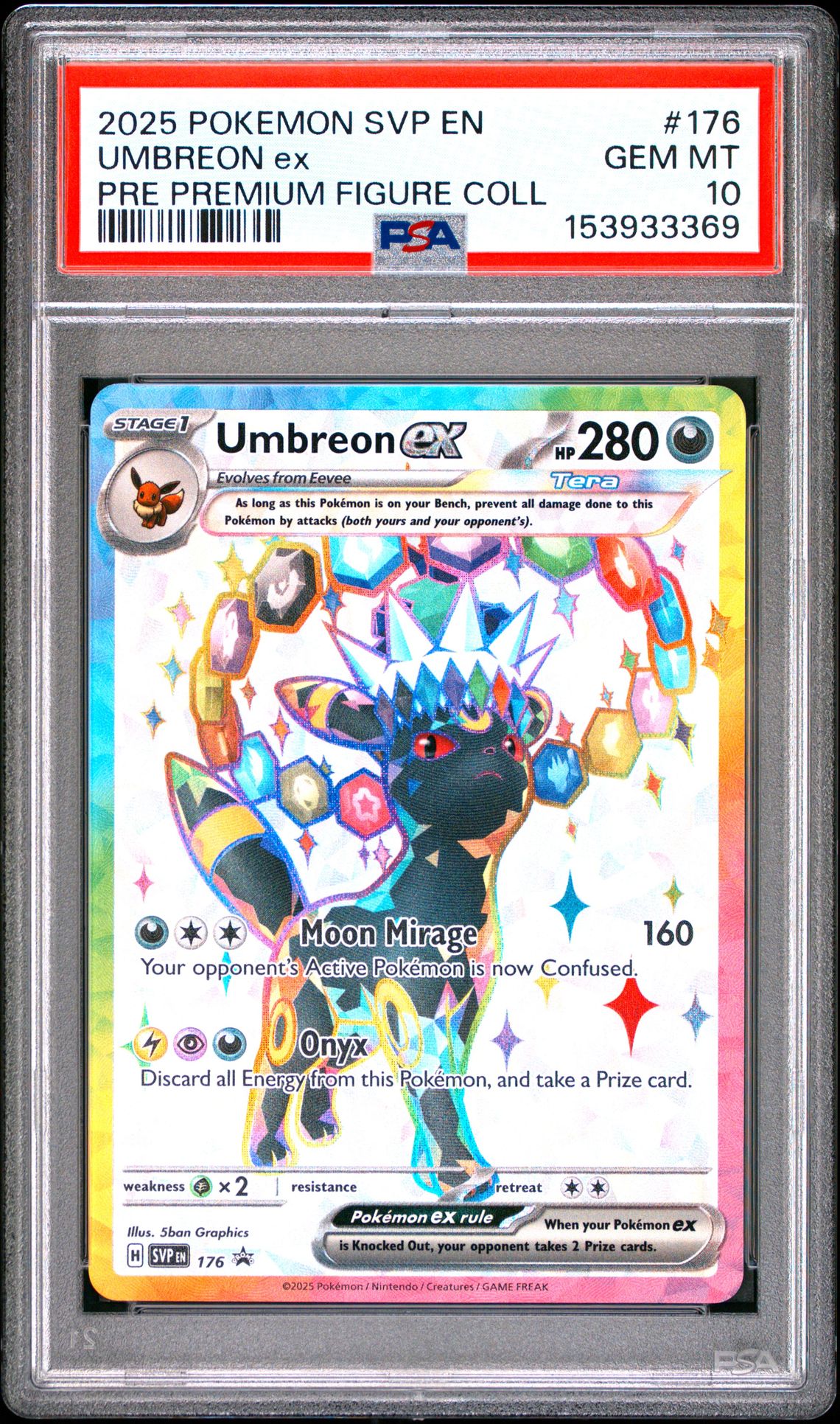 2025 Pokemon Svp En-Sv Black Star Promo Umbreon Ex #176 (Pre Premium Figure Coll) Gem Mt 10 front view - PSA graded GEM MT 10
