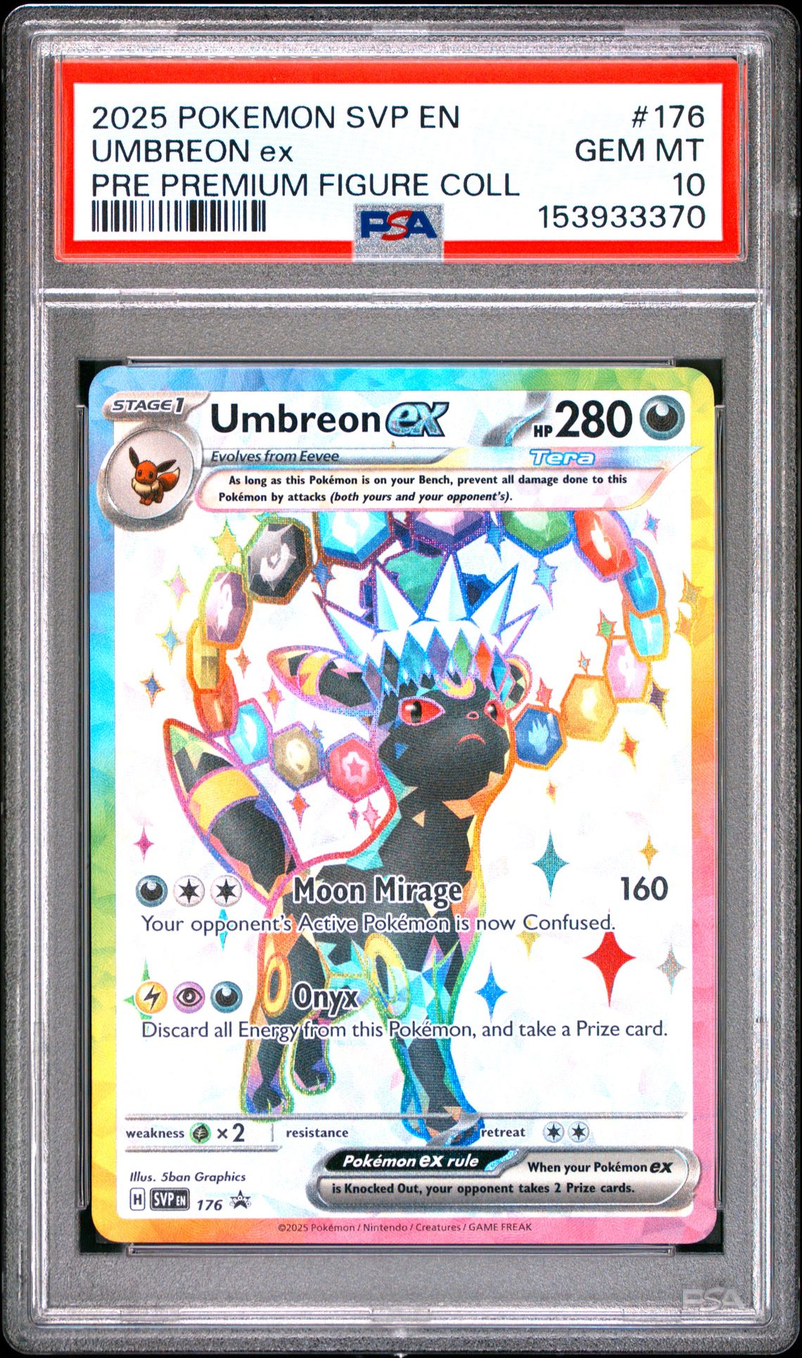 2025 Pokemon Svp En-Sv Black Star Promo Umbreon Ex #176 (Pre Premium Figure Coll) Gem Mt 10 front view - PSA graded GEM MT 10