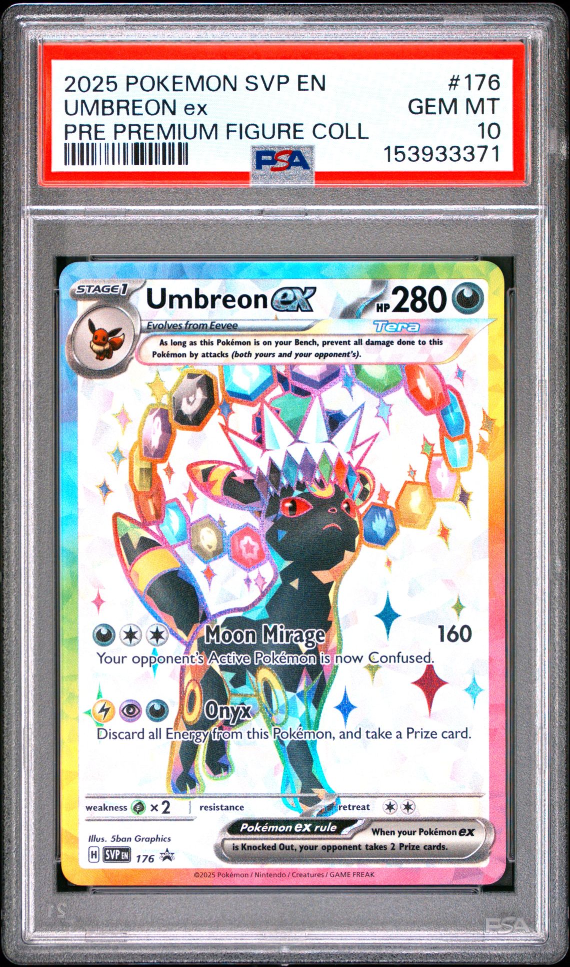 2025 Pokemon Svp En-Sv Black Star Promo Umbreon Ex #176 (Pre Premium Figure Coll) Gem Mt 10 front view - PSA graded GEM MT 10