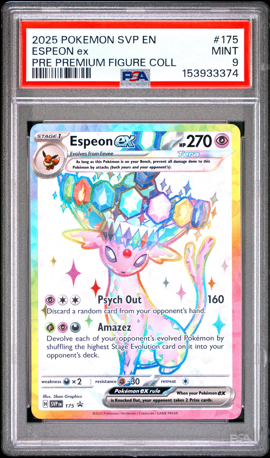 2025 Pokemon Svp En-Sv Black Star Promo Espeon Ex #175 (Pre Premium Figure Coll) Mint 9 front