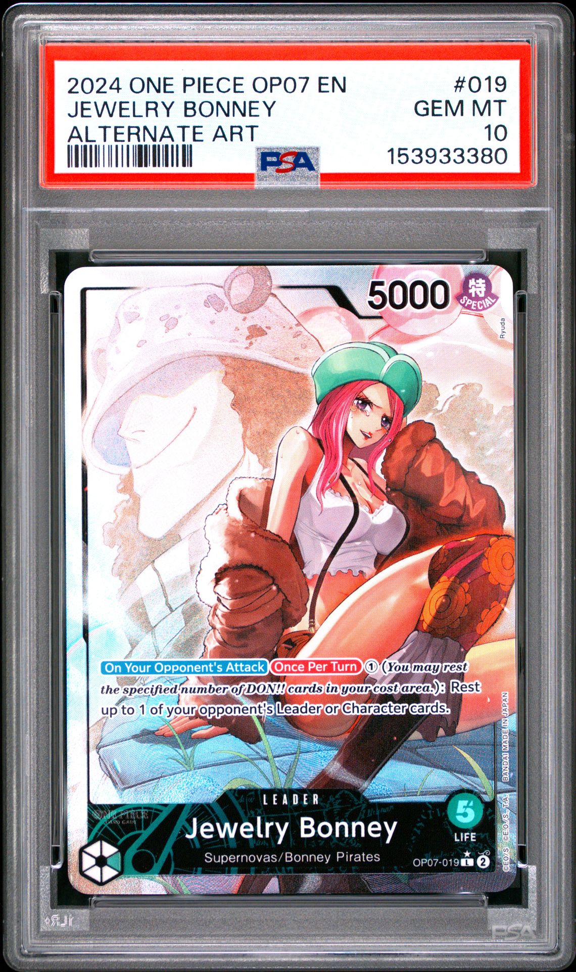 2024 One Piece Op07-500 Years In The Future Jewelry Bonney #019 (Alternate Art) Gem Mt 10 front view - PSA graded GEM MT 10