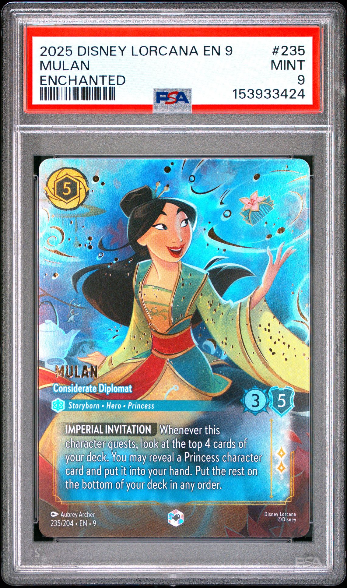 2025 Disney Lorcana En 9-Fabled Mulan #235 (Enchanted) Mint 9 front