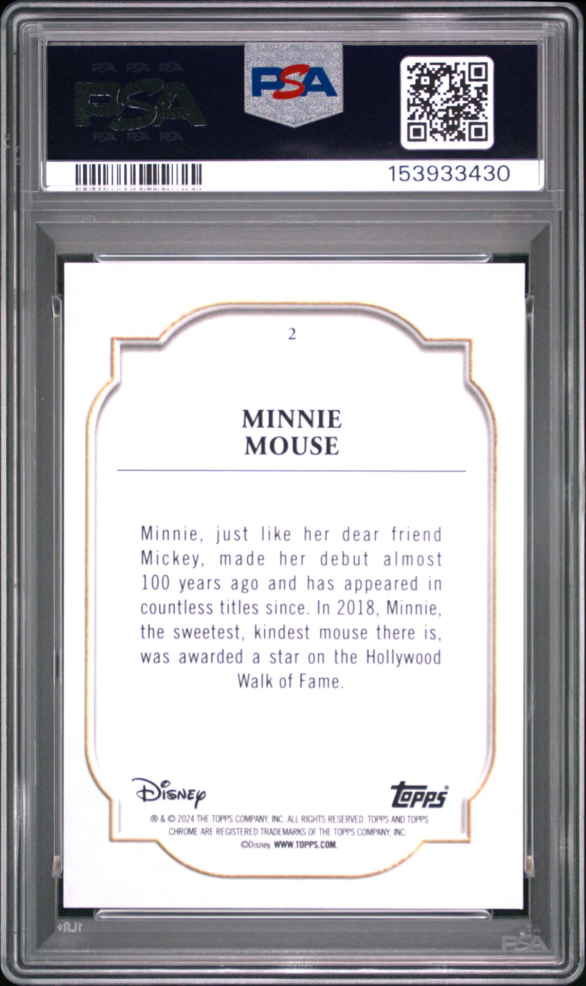2024 Topps Chrome Disney Sapphire Edition Minnie Mouse #2 Mint 9 back