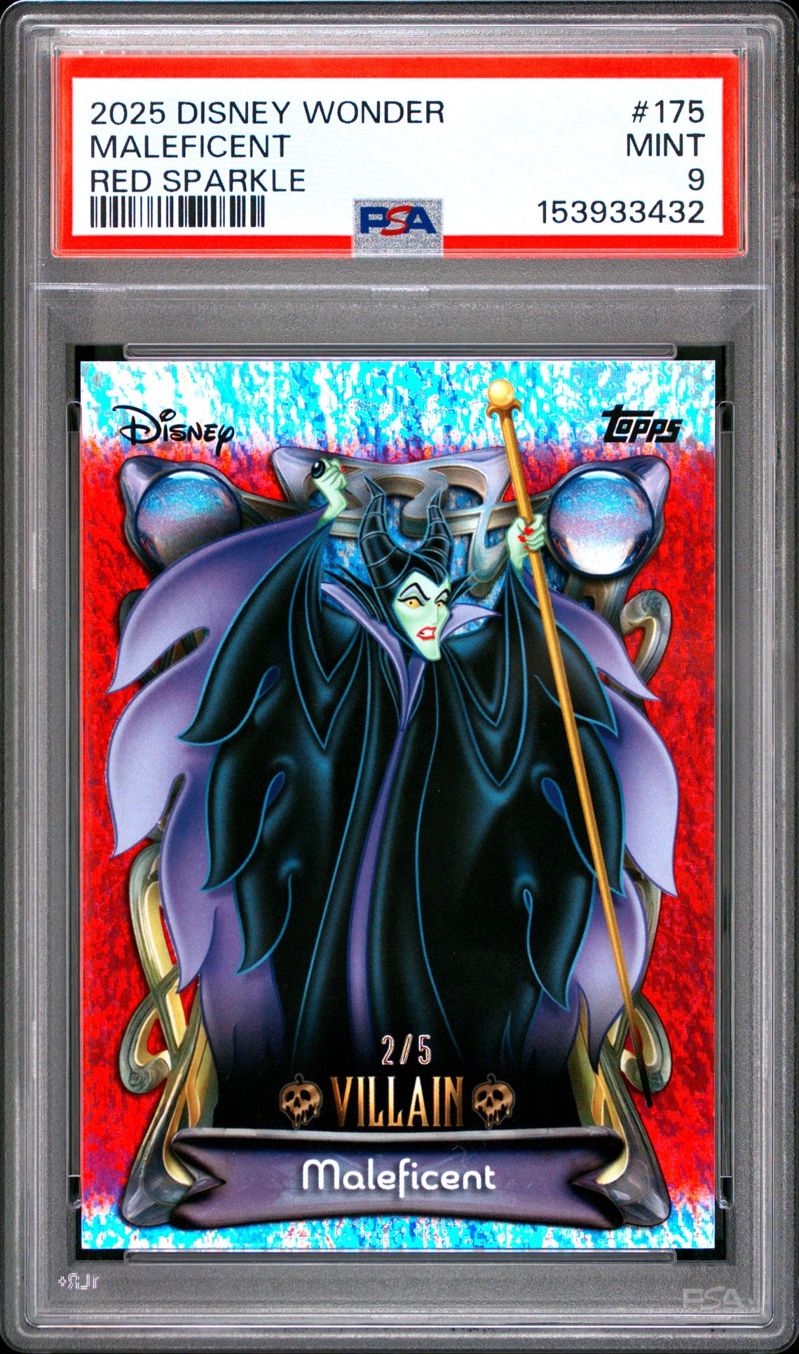 2025 Topps Disney Wonder Maleficent #175 (Red Sparkle) Mint 9 front