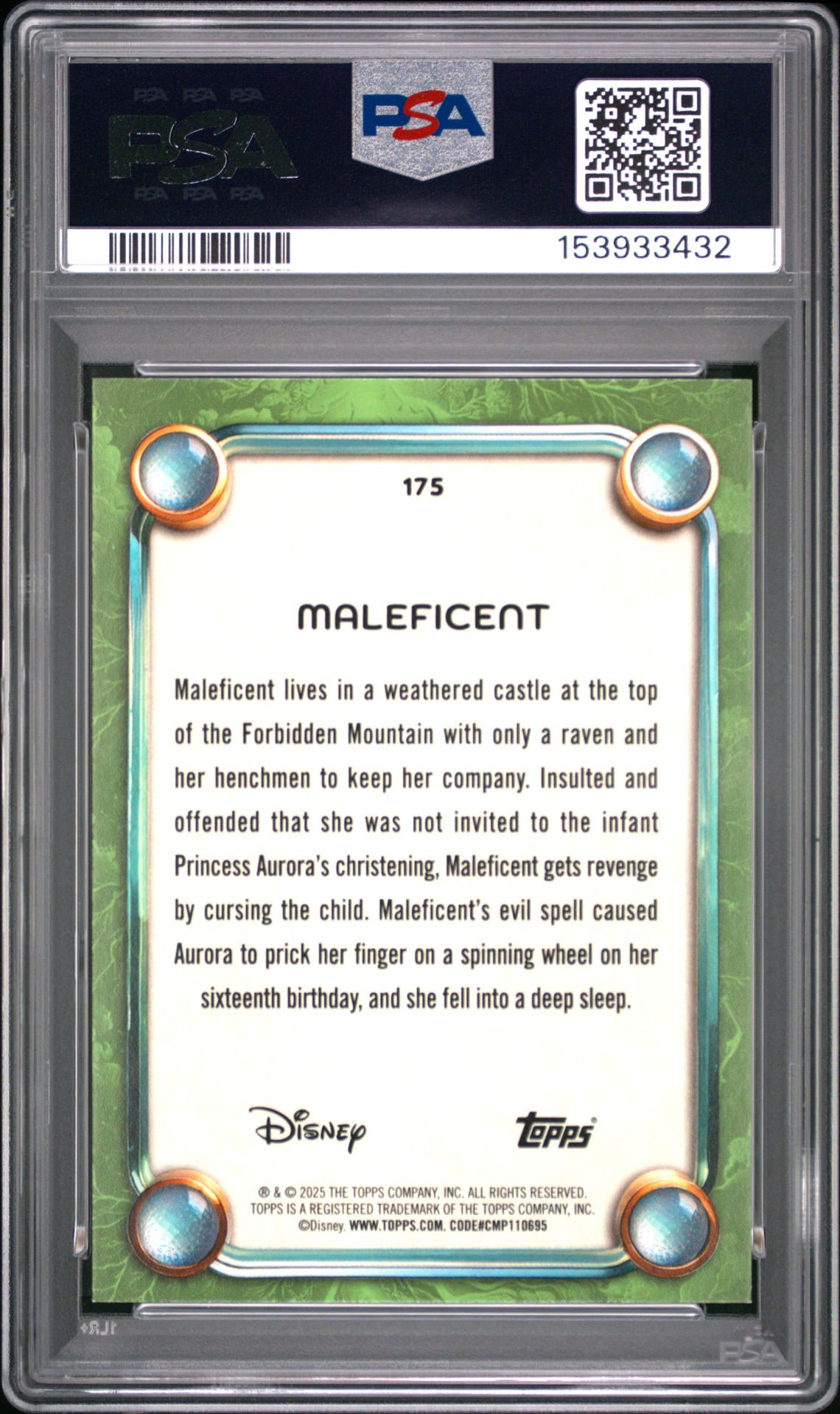 2025 Topps Disney Wonder Maleficent #175 (Red Sparkle) Mint 9 back