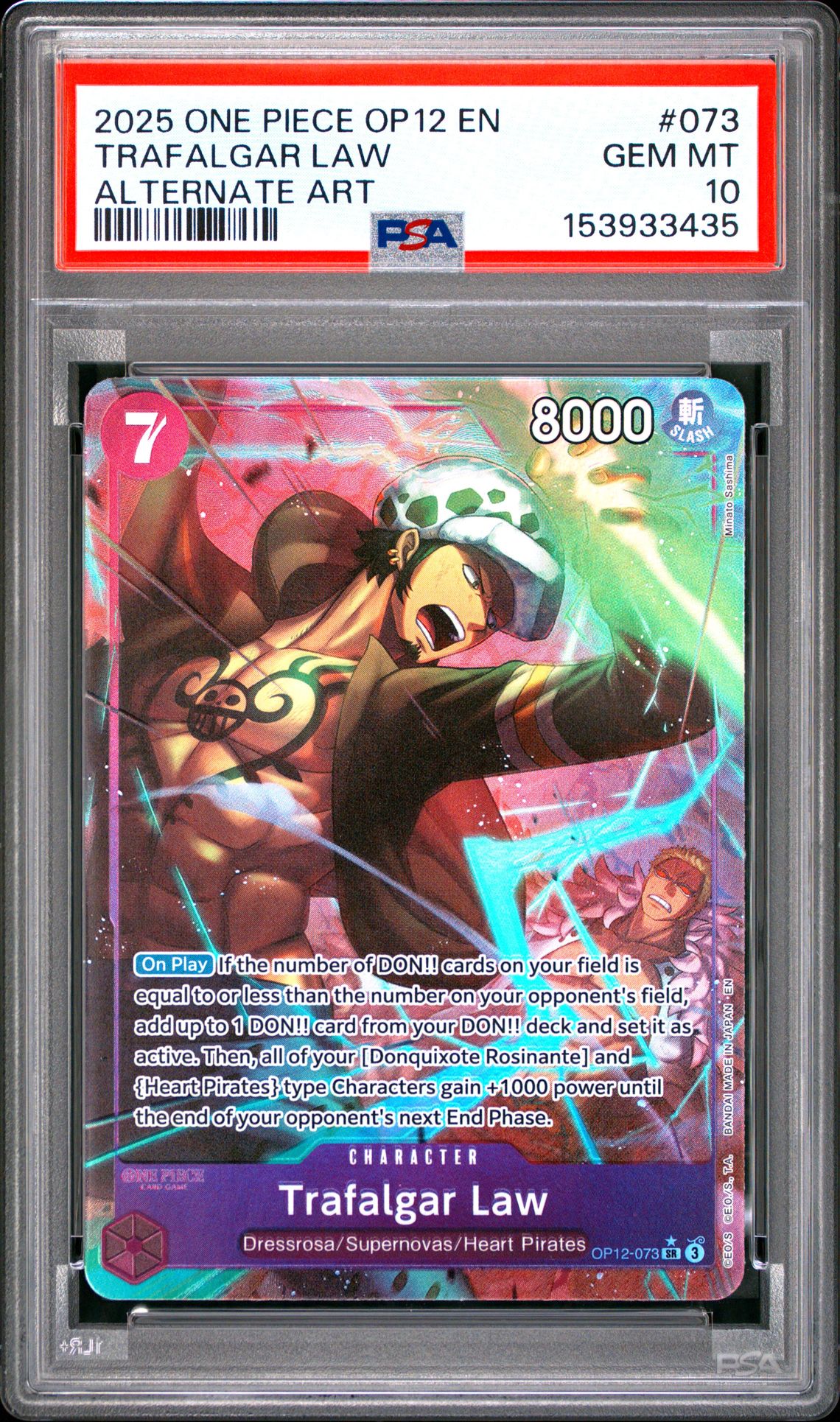 2025 One Piece Op12-Legacy Of The Master Trafalgar Law #073 (Alternate Art) Gem Mt 10 front