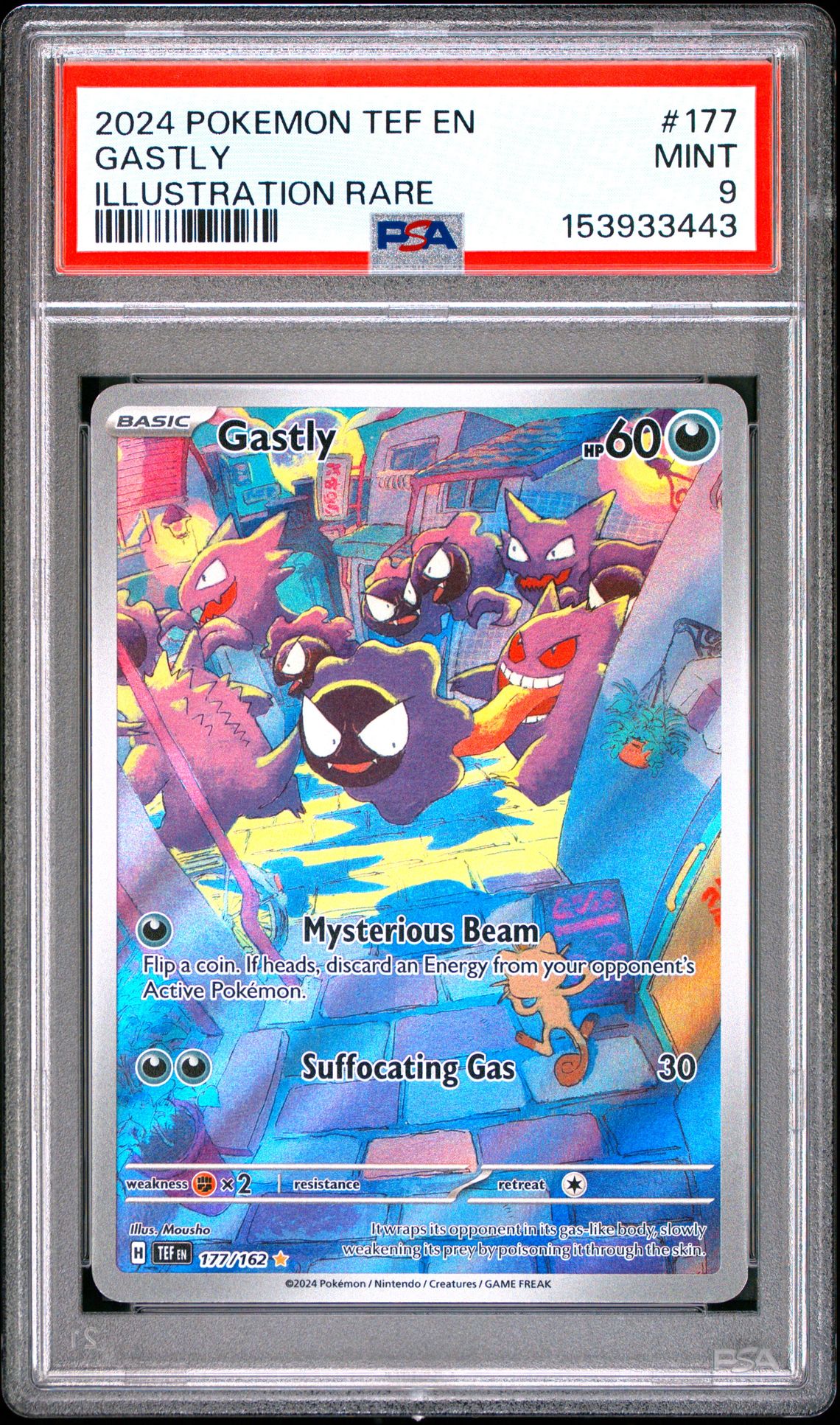 2024 Pokemon Tef En-Temporal Forces Gastly #177 (Illustration Rare) Mint 9 front