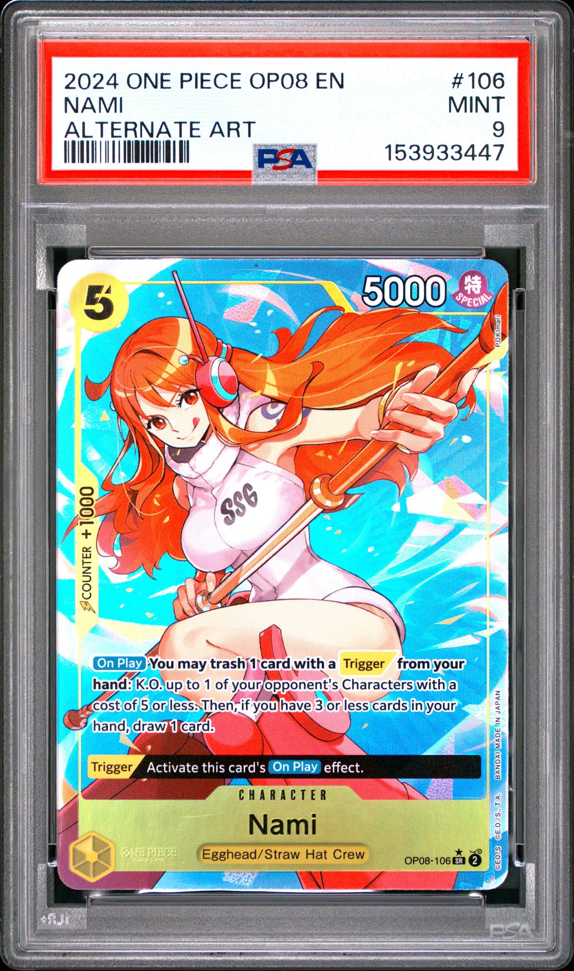 2024 One Piece Op08-Two Legends Nami #106 (Alternate Art) Mint 9 front