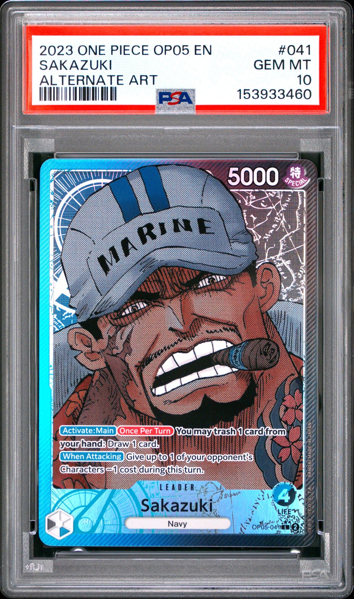 2023 One Piece Op05-Awakening Of The New Era Sakazuki #041 (Alternate Art) Gem Mt 10 front
