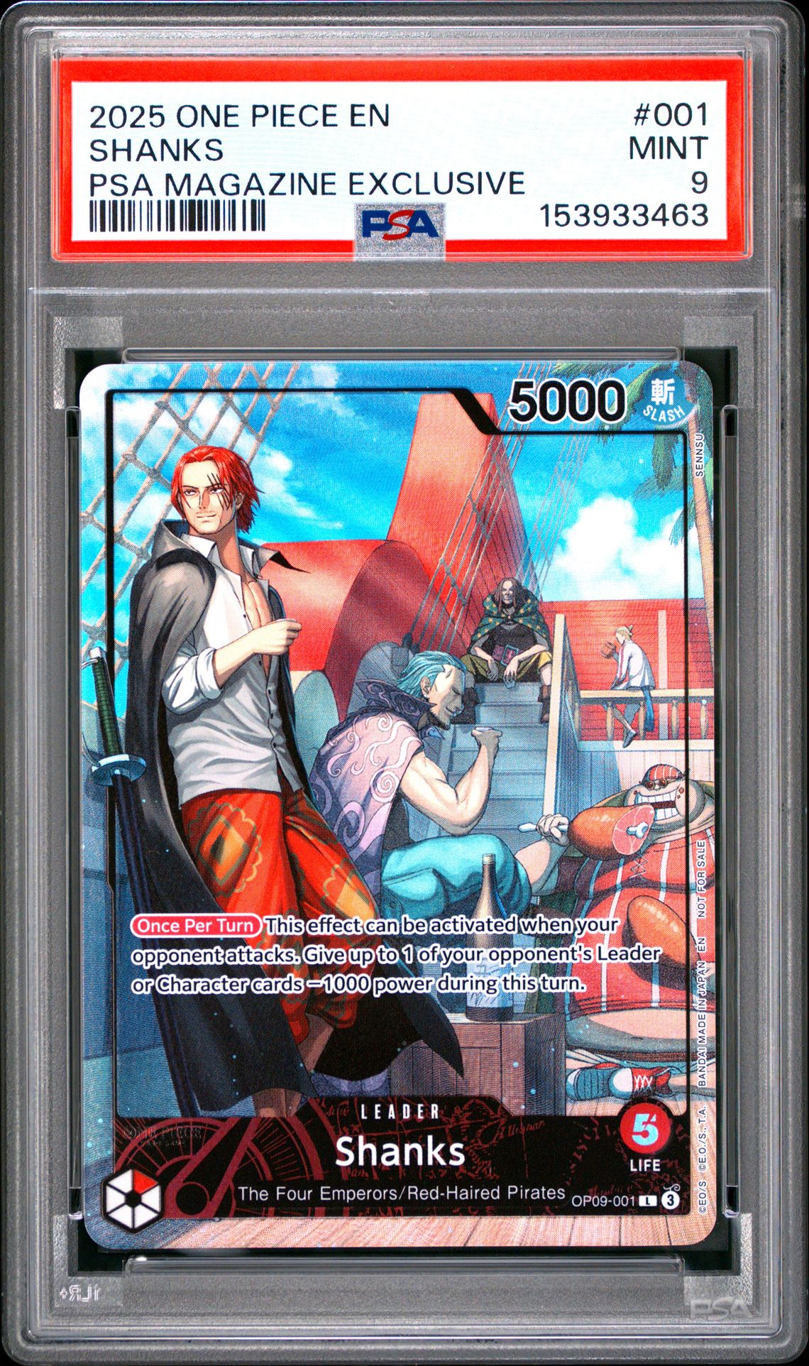 2025 One Piece Promos Shanks #001 (Psa Magazine Exclusive) Mint 9 front