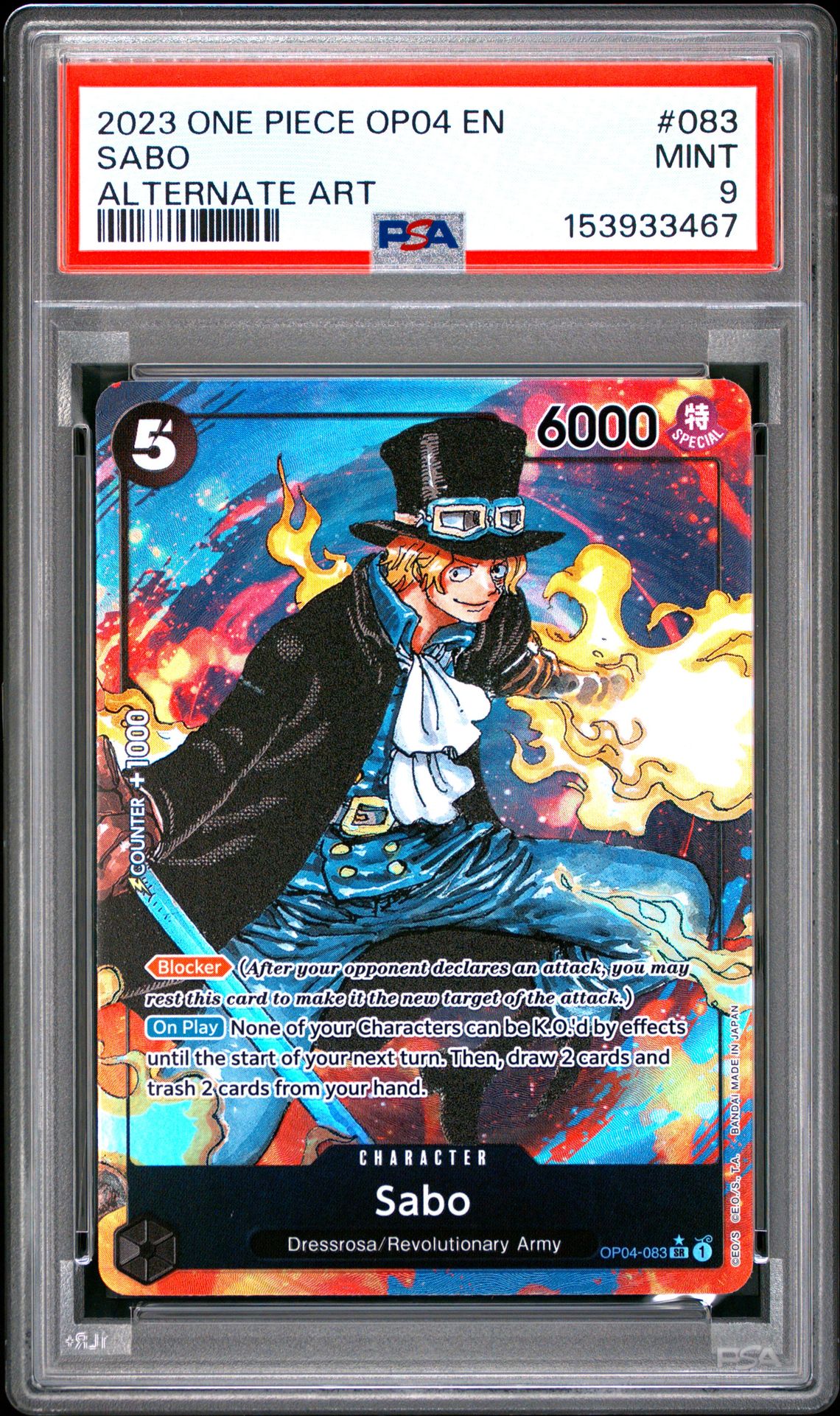 2023 One Piece Op04-Kingdoms Of Intrigue Sabo #083 (Alternate Art) Mint 9 front