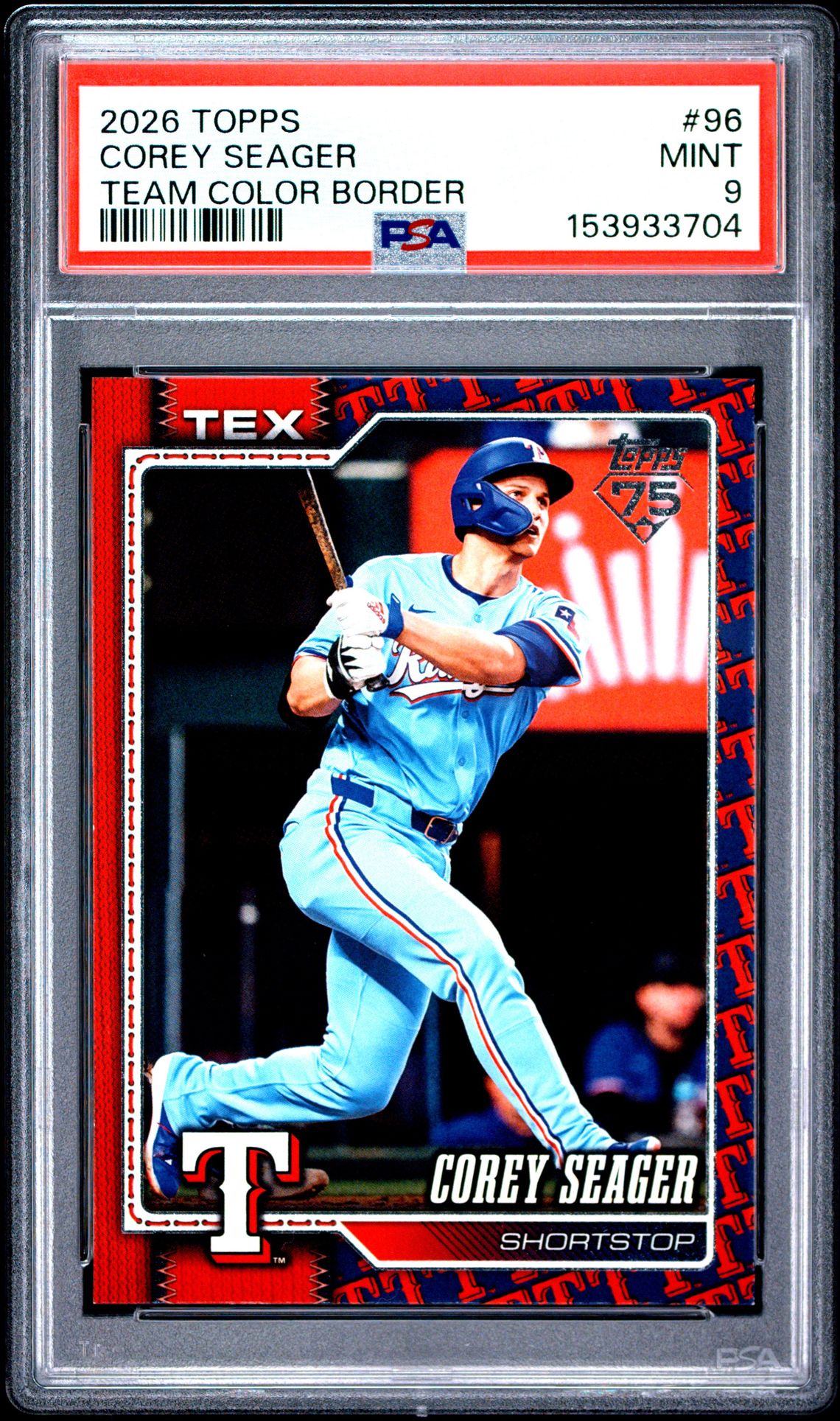 2026 Topps Corey Seager #96 (Team Color Border) Mint 9 front
