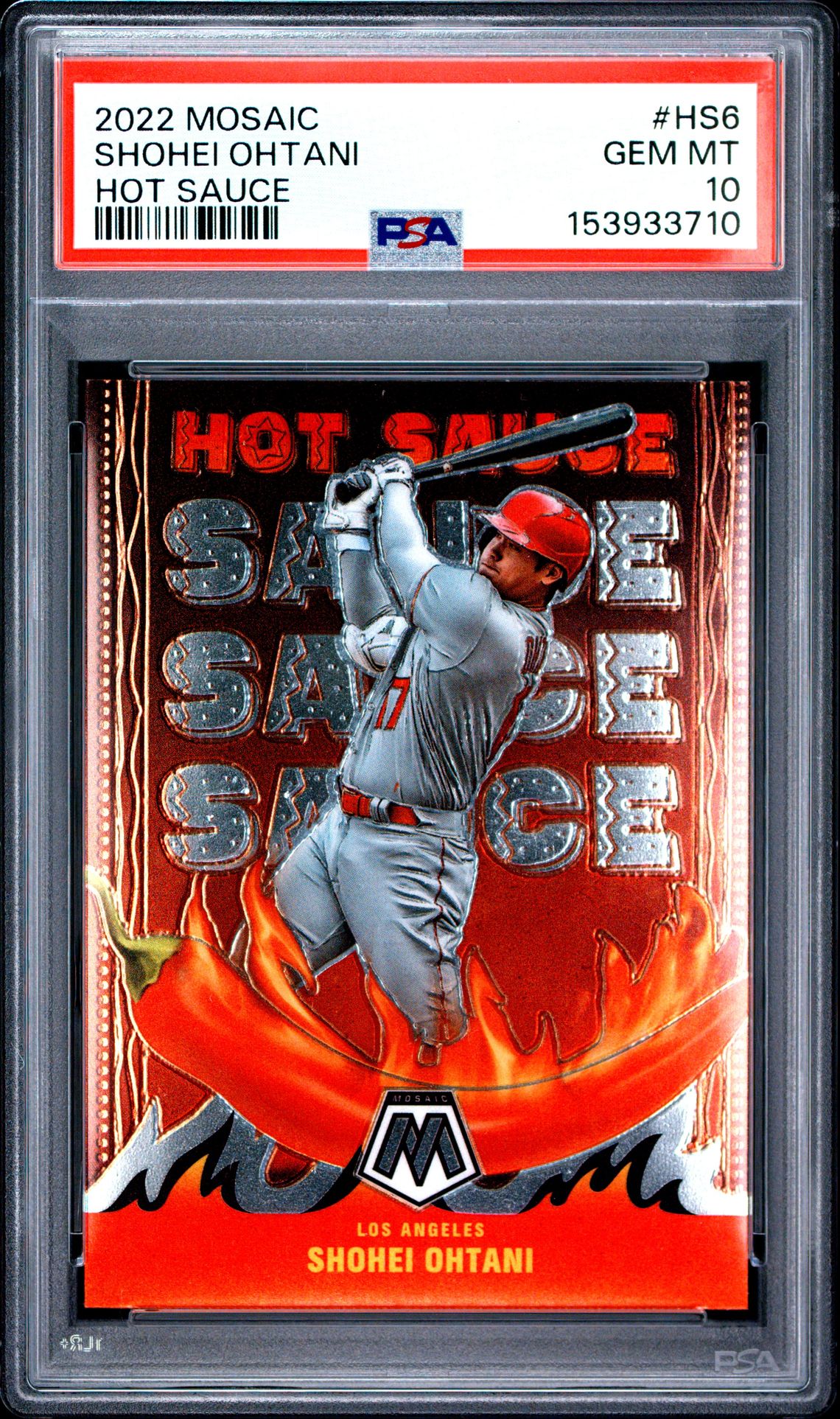 2022 Panini Mosaic Hot Sauce Shohei Ohtani #Hs6 (Hot Sauce) Gem Mt 10 front view - PSA graded GEM MT 10