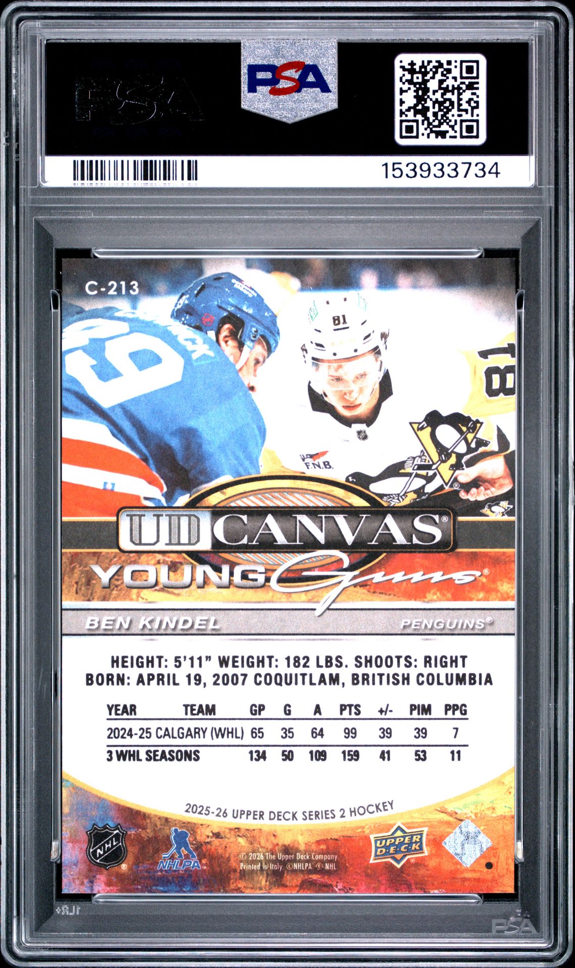 2025 Upper Deck Ud Canvas Ben Kindel #C-213 Gem Mt 10 back view - PSA certificate #153933734