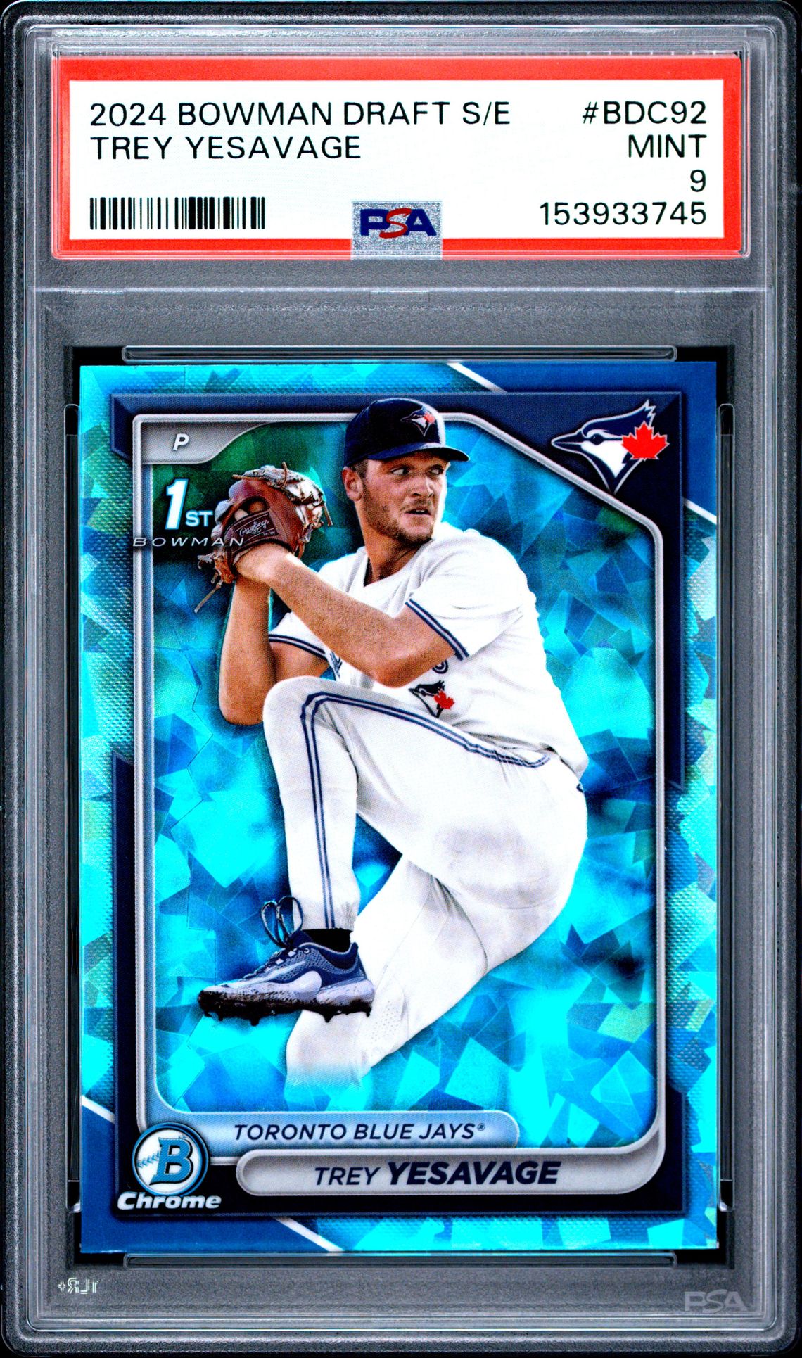 2024 Bowman Draft Sapphire Edition Trey Yesavage #Bdc92 Mint 9 front