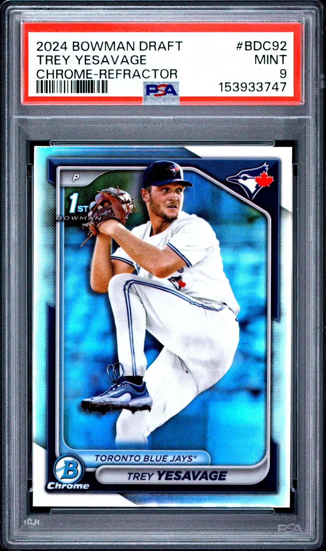 2024 Bowman Draft Trey Yesavage #Bdc92 (Chrome-Refractor) Mint 9 front