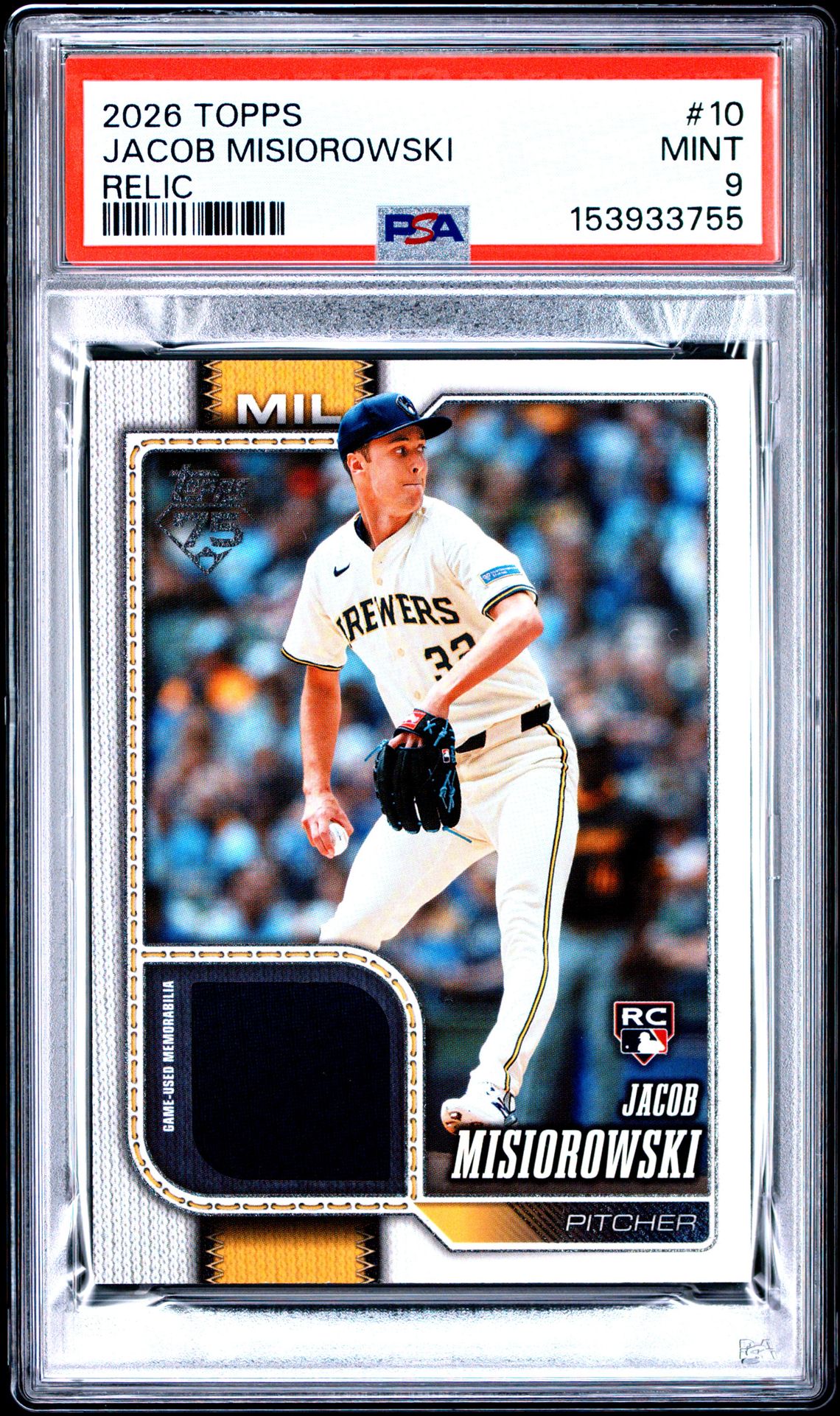 2026 Topps Jacob Misiorowski #10 (Relic) Mint 9 front
