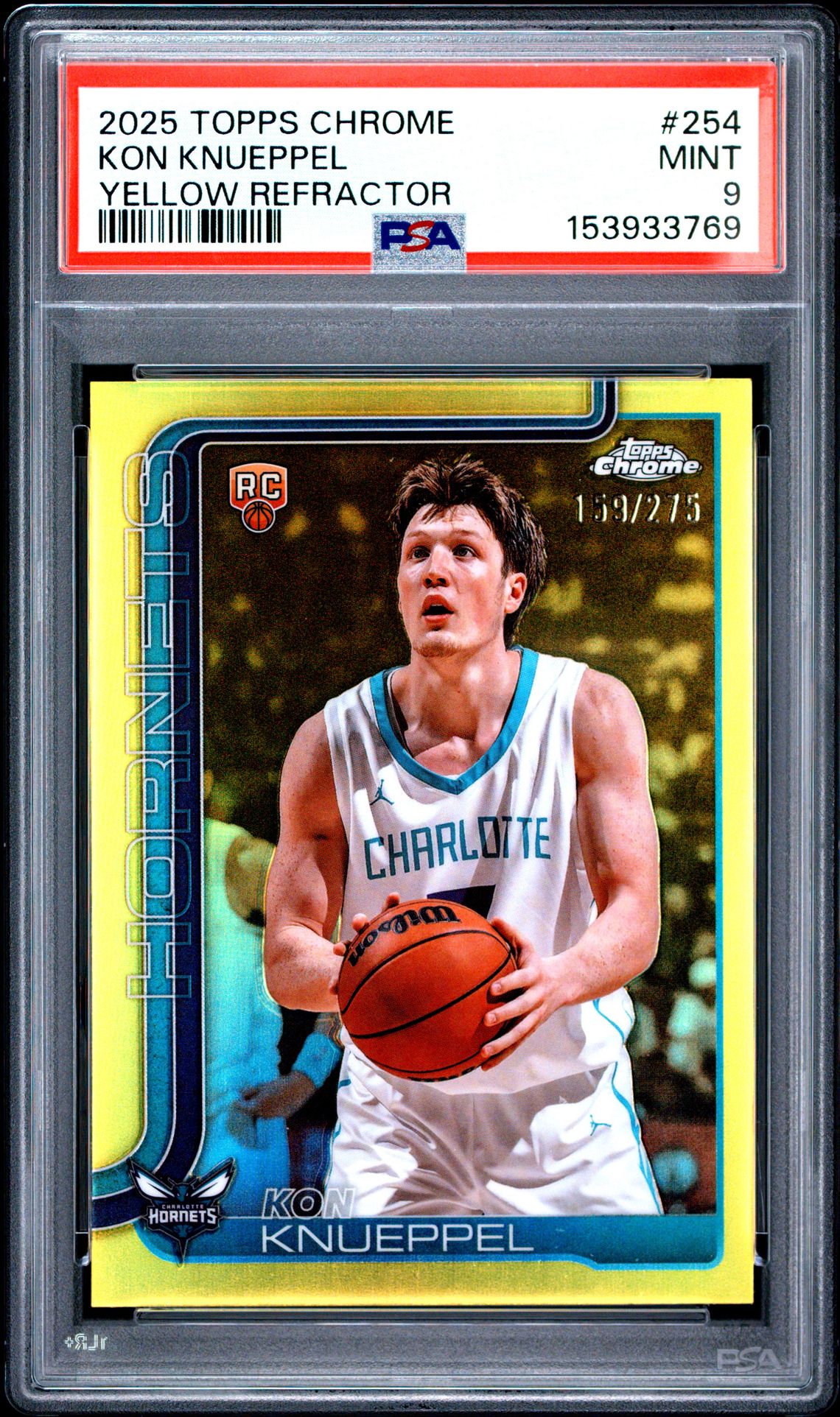 2025 Topps Chrome Kon Knueppel #254 (Yellow Refractor) Mint 9 front