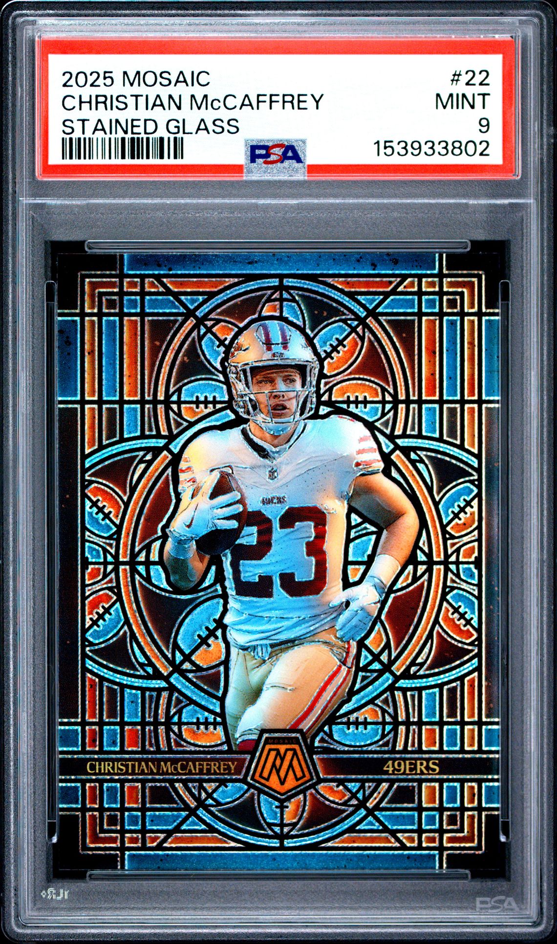 2025 Panini Mosaic Stained Glass Christian Mccaffrey #22 Mint 9 front