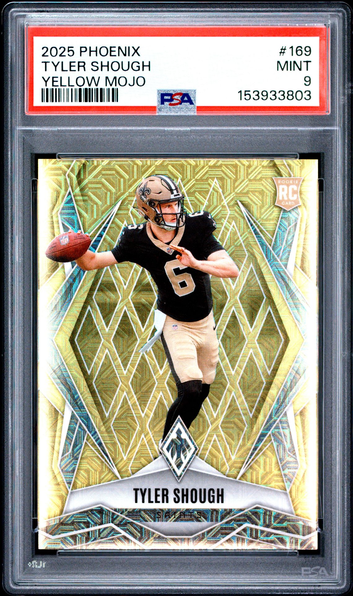 2025 Panini Phoenix Tyler Shough #169 (Yellow Mojo) Mint 9 front