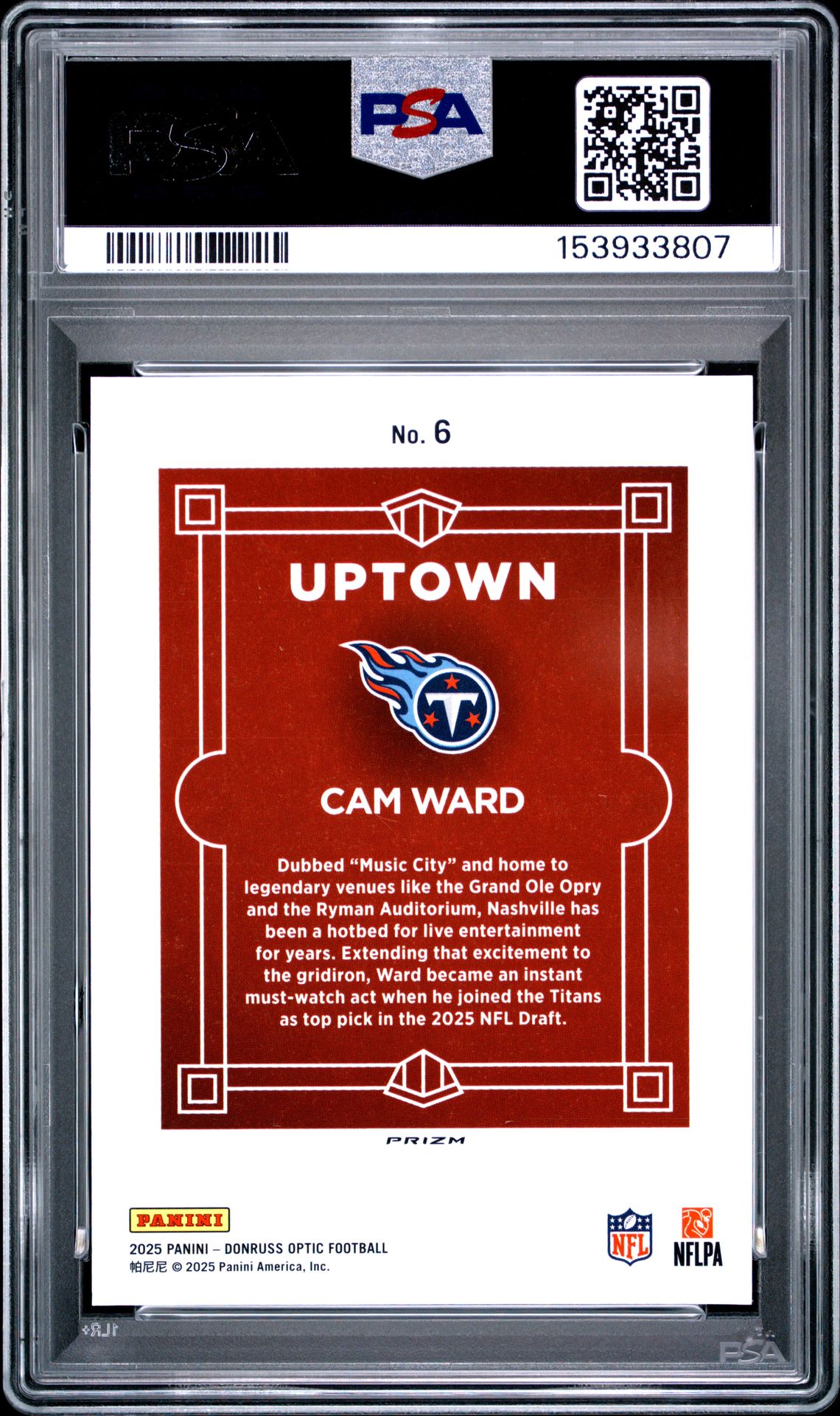 2025 Panini Donruss Optic Uptown Cam Ward #6 Nm-Mt 8 back