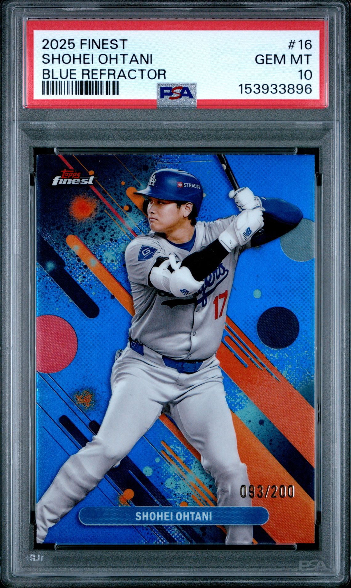 2025 Topps TOPPS FINEST Blue Refractor #16 Shohei Ohtani front