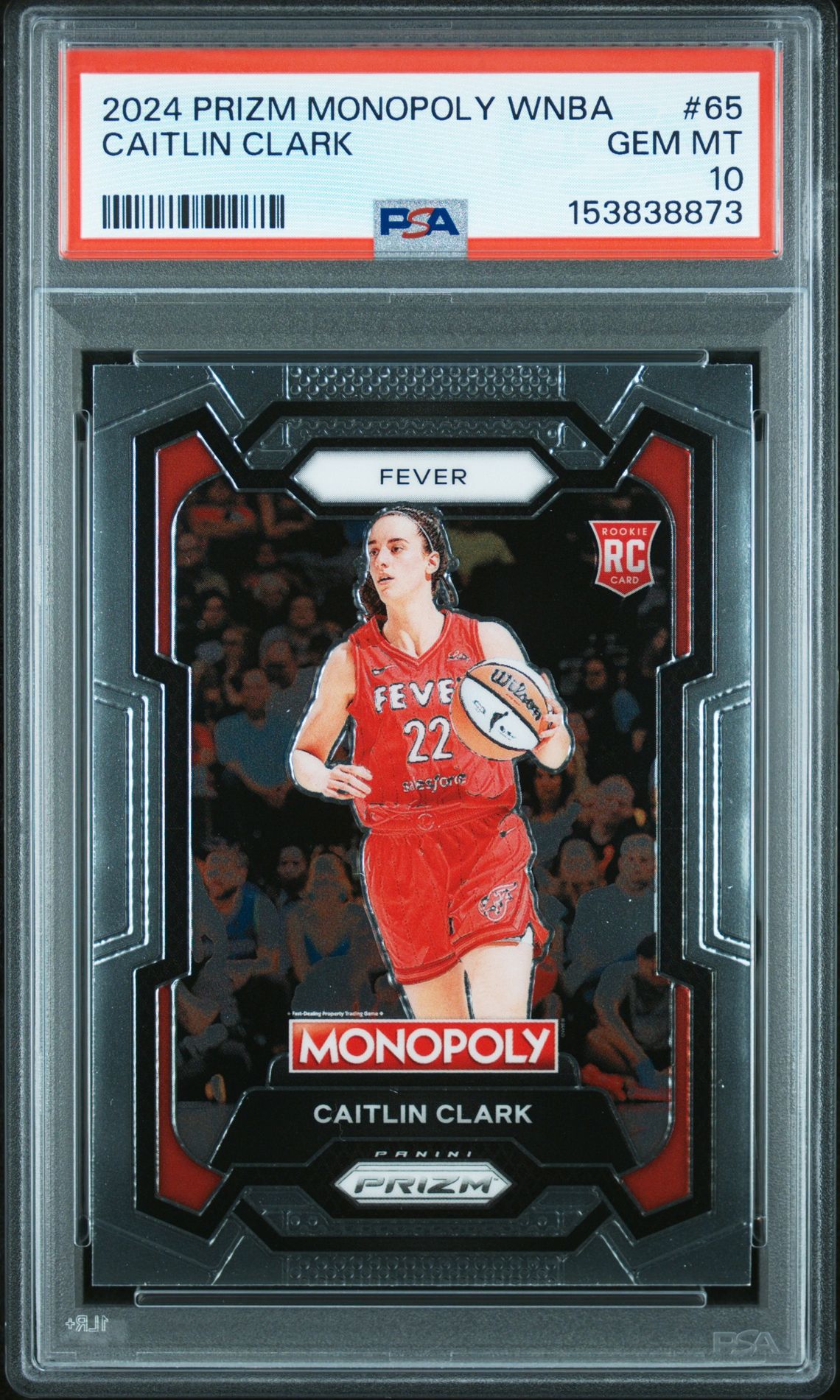 2024 Panini Prizm Monopoly Wnba Caitlin Clark #65 Gem Mt 10 front