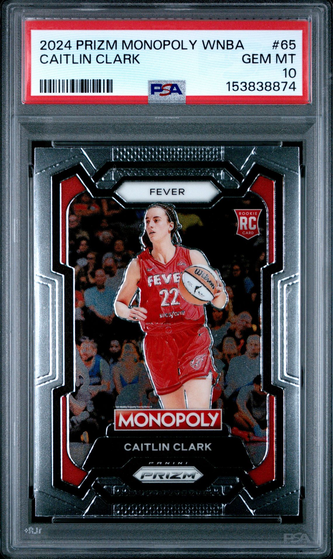 2024 Panini Prizm Monopoly Wnba Caitlin Clark #65 Gem Mt 10 front