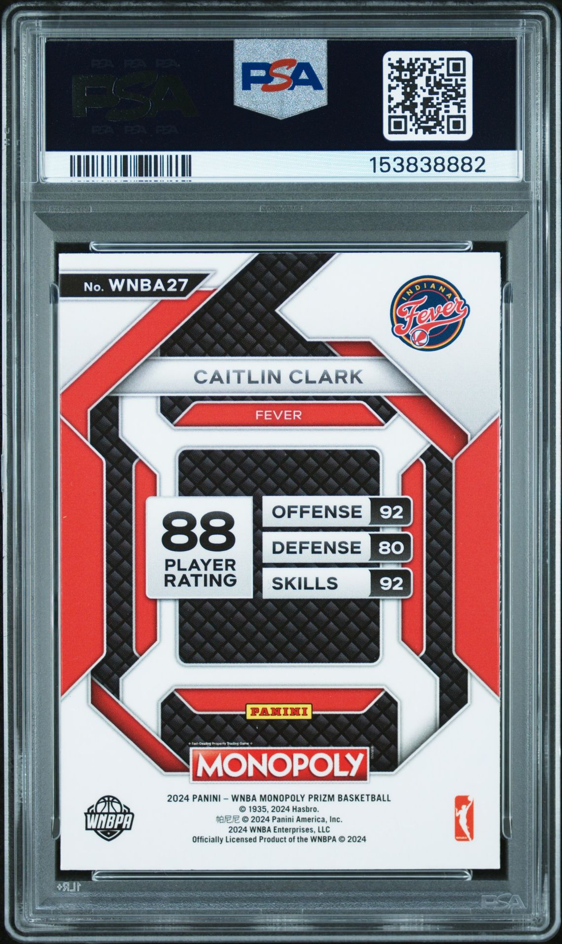 2024 Panini Prizm Monopoly Wnba Insert Caitlin Clark #27 (Insert) Nm-Mt 8 back