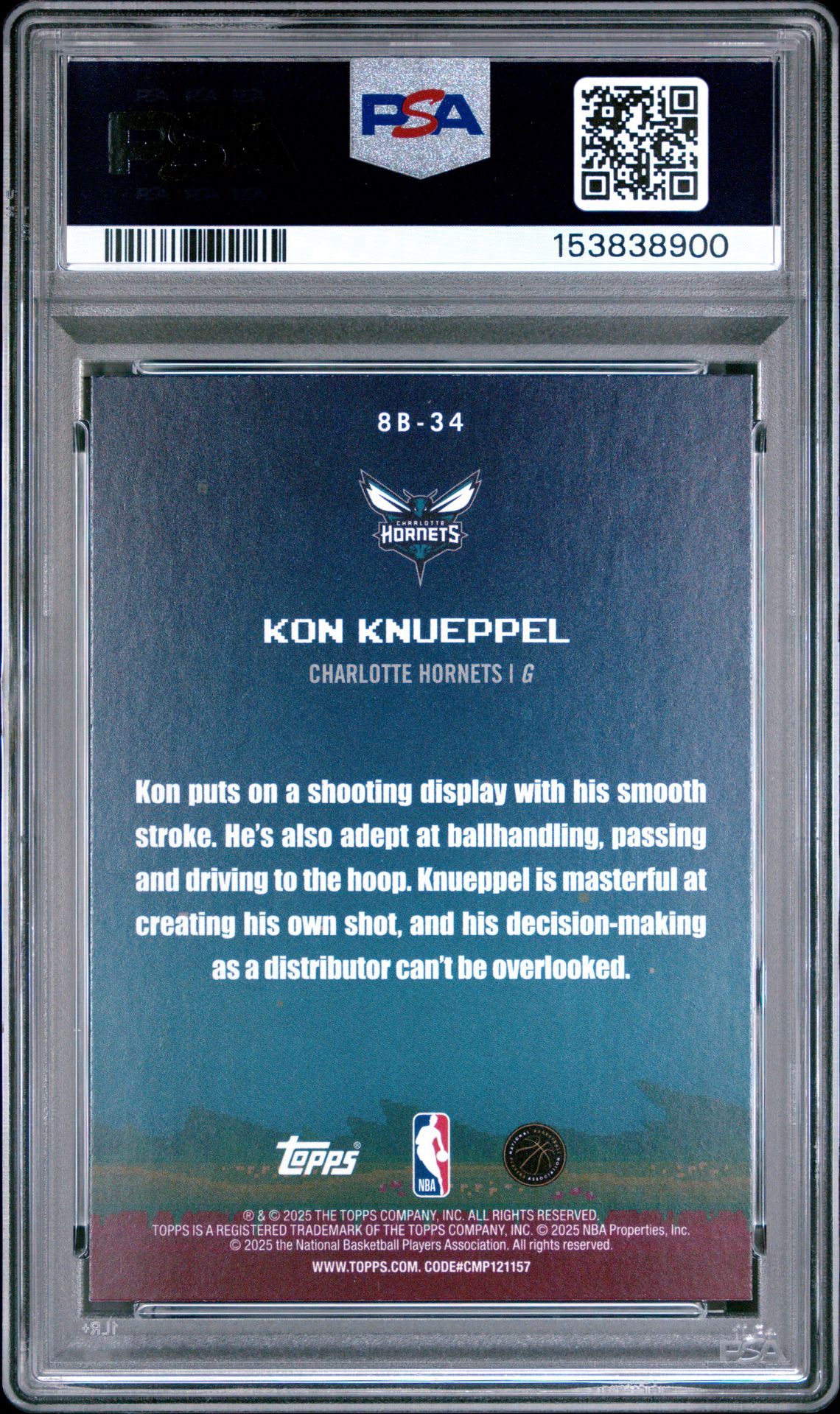 2025 Topps 8 Bit Ballers Kon Knueppel #8B-34 Nm-Mt 8 back