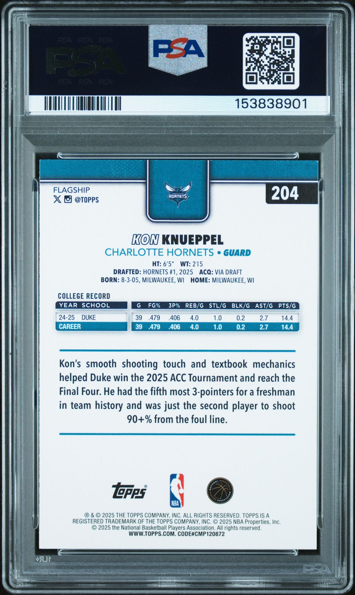 2025 Topps Kon Knueppel #204 Nm-Mt 8 back