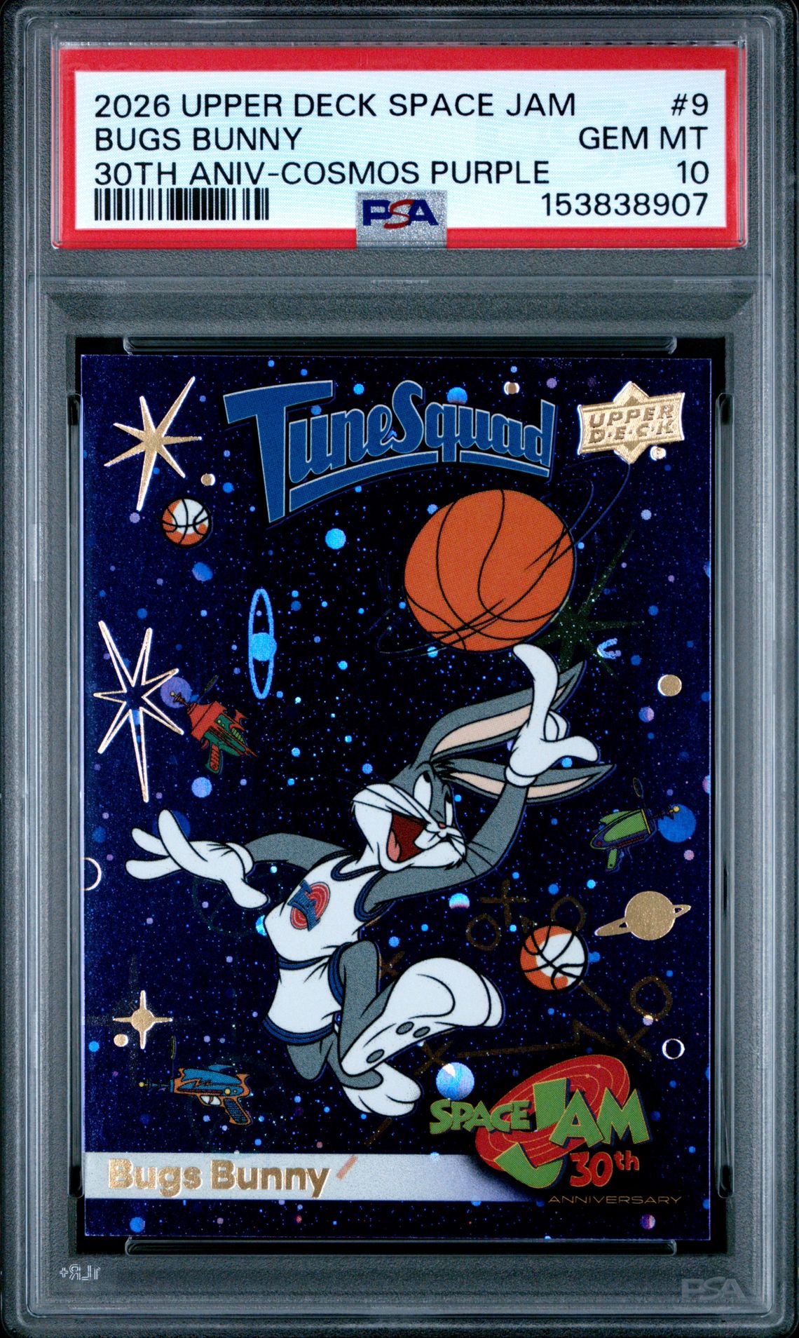 2026 Upper Deck Space Jam 30Th Anniversary Bugs Bunny #9 (30Th Aniv-Cosmos Purple) Gem Mt 10 front