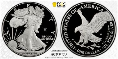 2026-W $1 Silver Eagle w/ Liberty Bell 250 Privy PR69DCAM