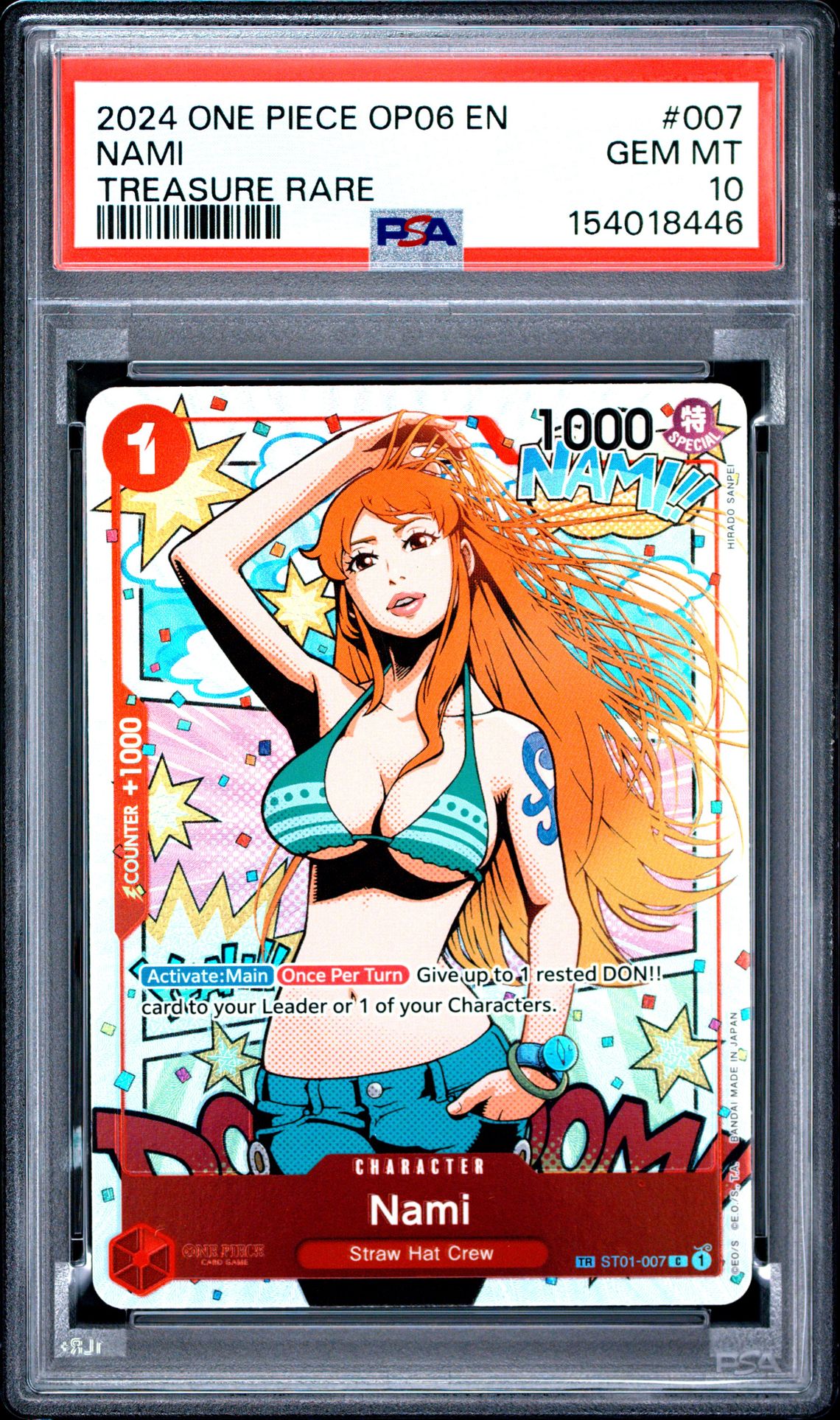 2024 One Piece Op06-Wings Of The Captain Nami #007 (Treasure Rare) Gem Mt 10 front