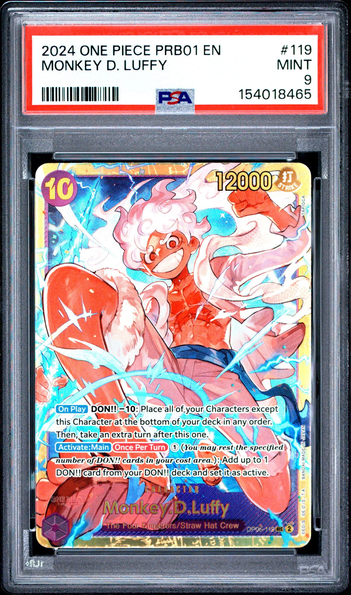 2024 One Piece Prb01-Premium Booster -One Piece Card The Best- Monkey D. Luffy #119 Mint 9 front